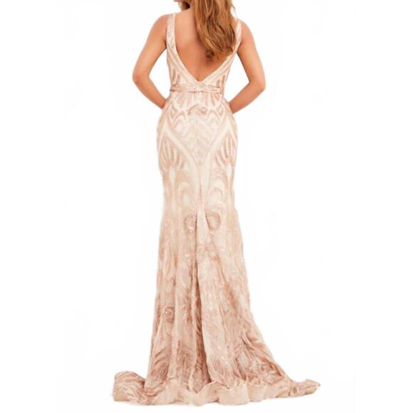 NEW JOVANI sequin embellished gown in rose gold - Picture 3 of 3